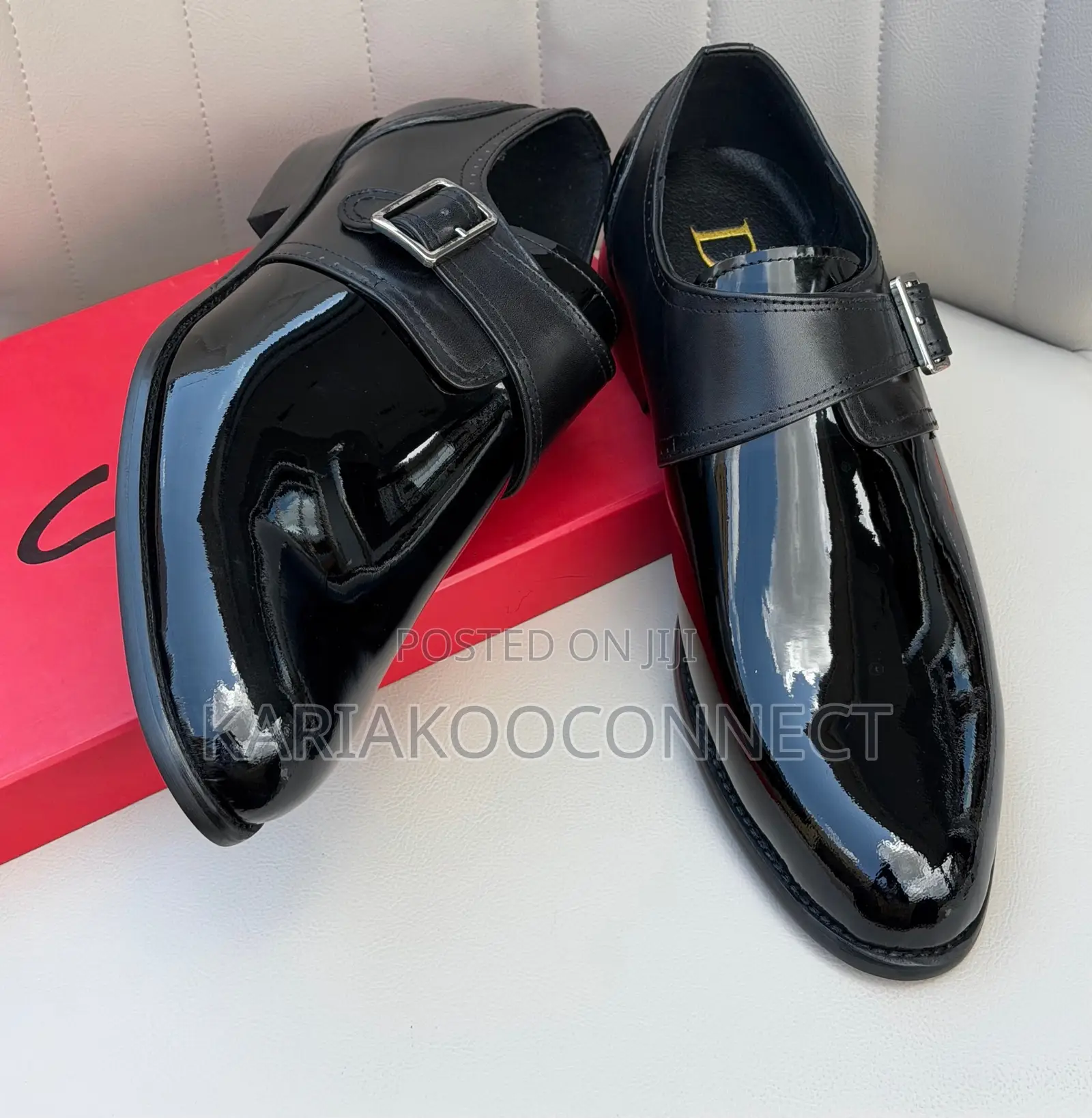 Men's Black Patent Leather Monk Strap Dress Shoes