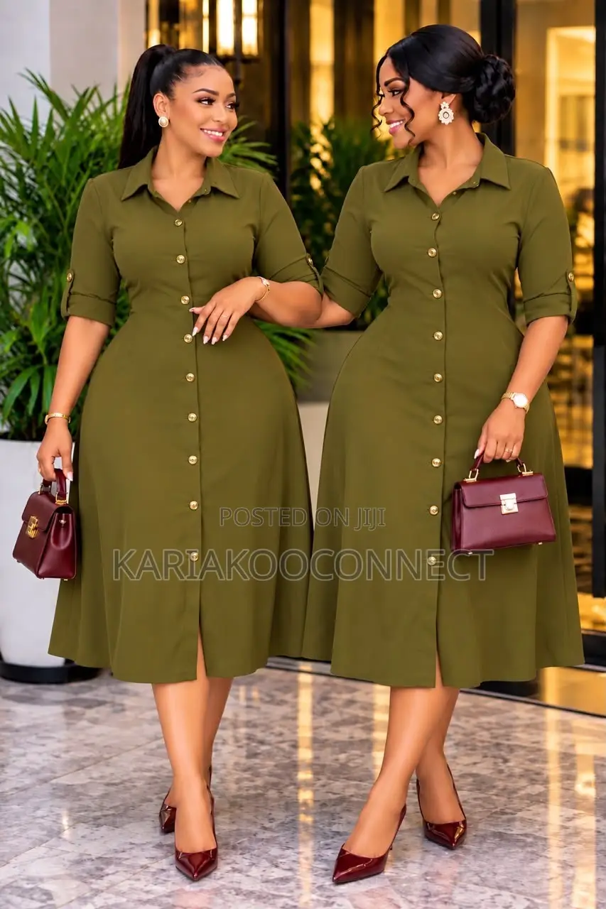Women's Button-Down Midi Shirt Dress