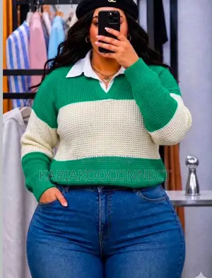 Women's Color-Block Knit Collar Sweater