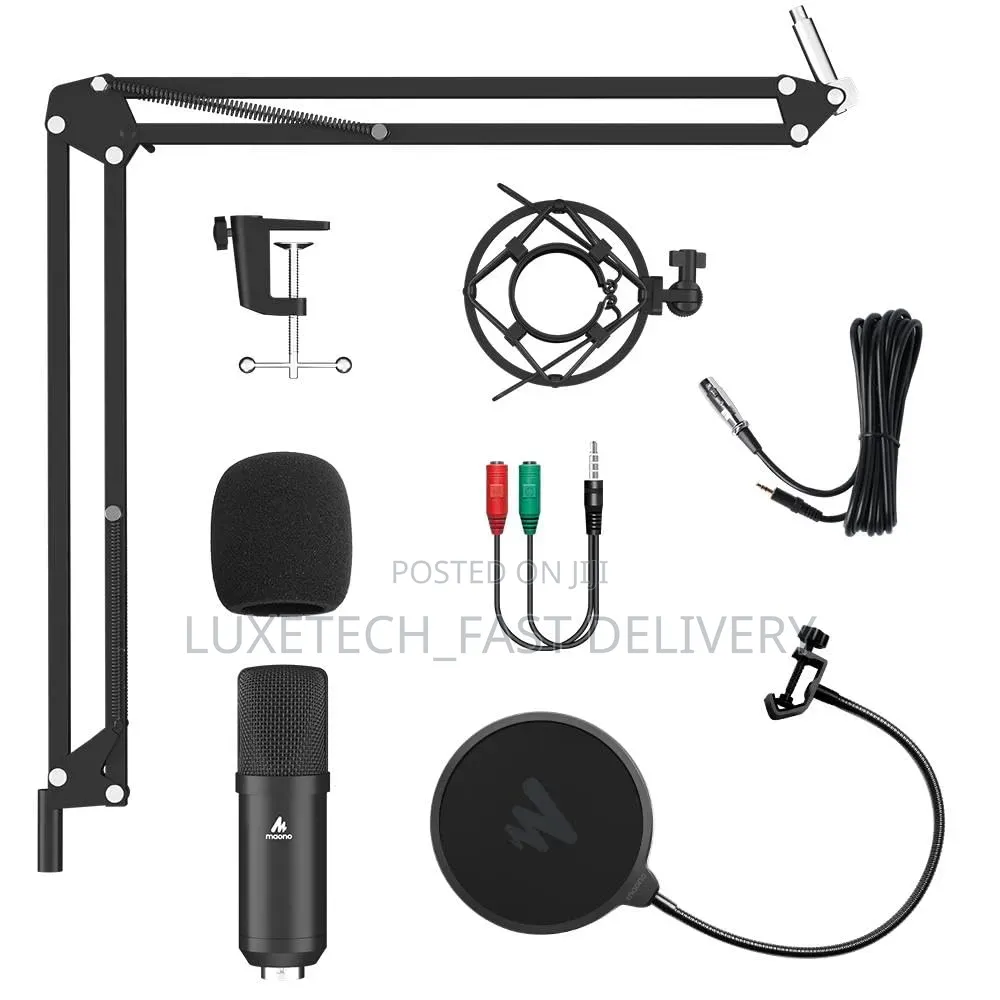 Maono AU-A03 Condenser Microphone Kit Podcast Mic With Boom Arm Stand