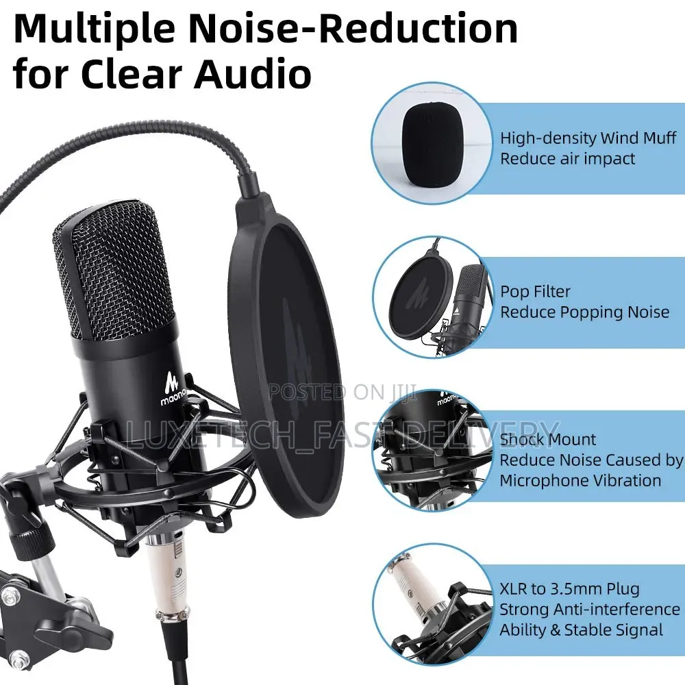 Maono AU-A03 Condenser Microphone Kit Podcast Mic With Boom Arm Stand