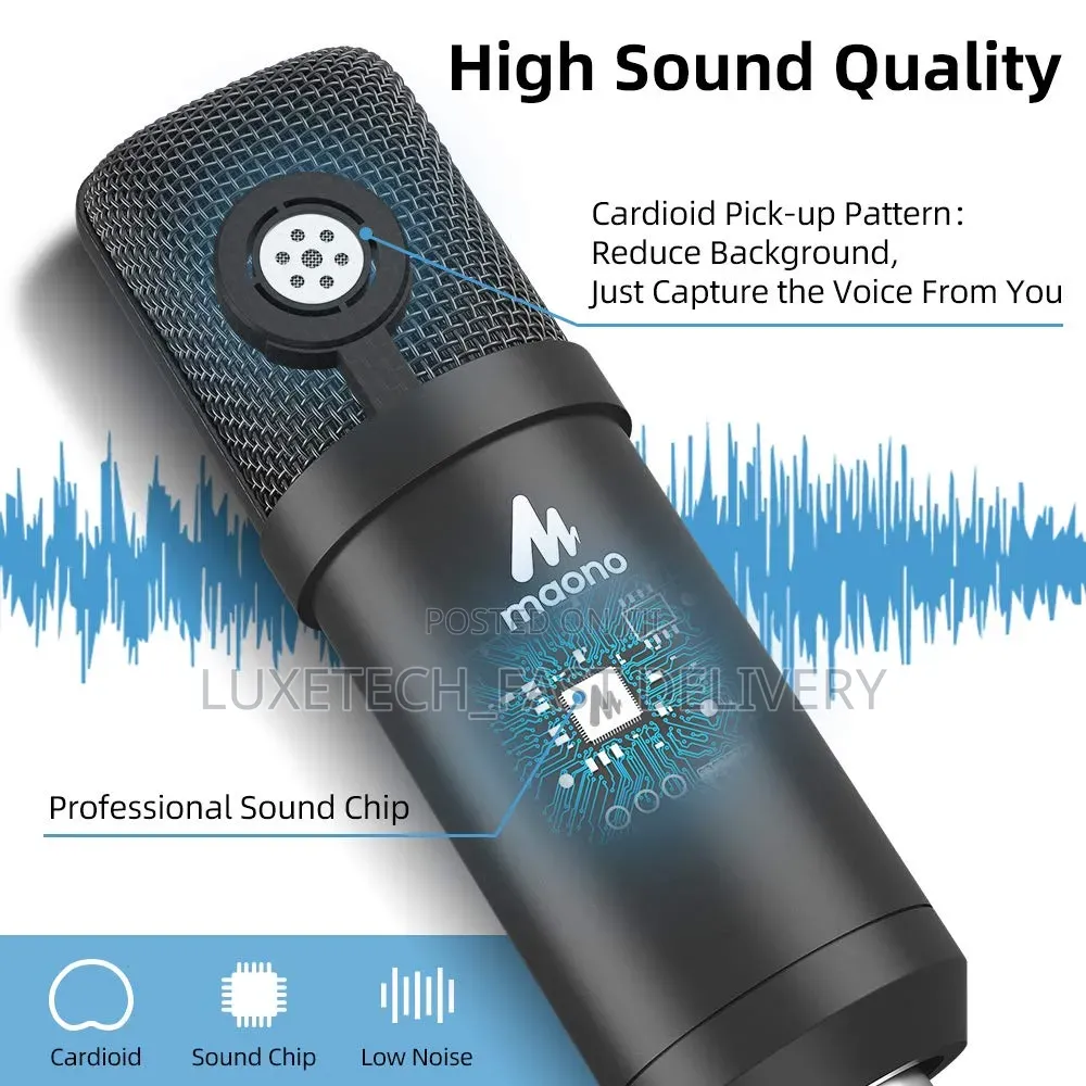 Maono AU-A03 Condenser Microphone Kit Podcast Mic With Boom Arm Stand