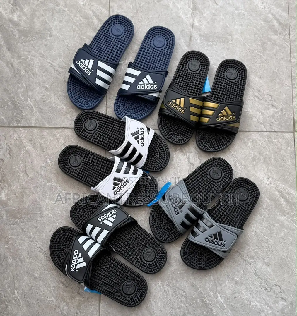Adidas Adissage Slides Featuring Adjustable Hook and Loop Strap