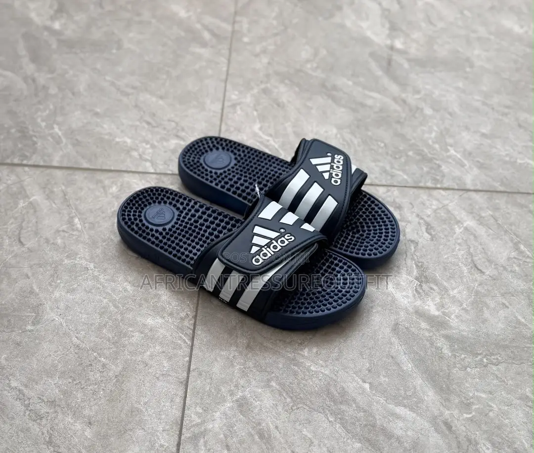 Adidas Adissage Slides Featuring Adjustable Hook and Loop Strap