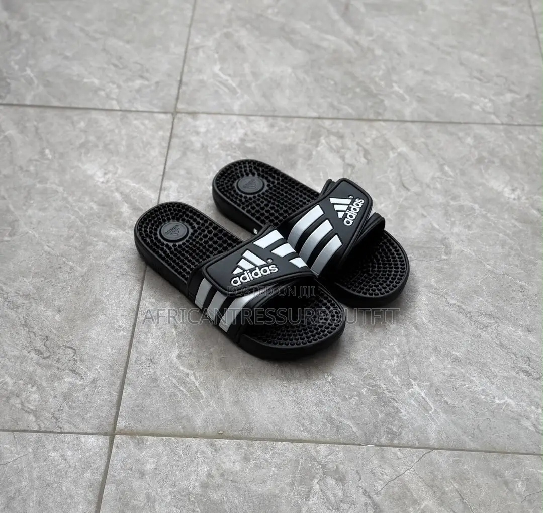 Adidas Adissage Slides Featuring Adjustable Hook and Loop Strap