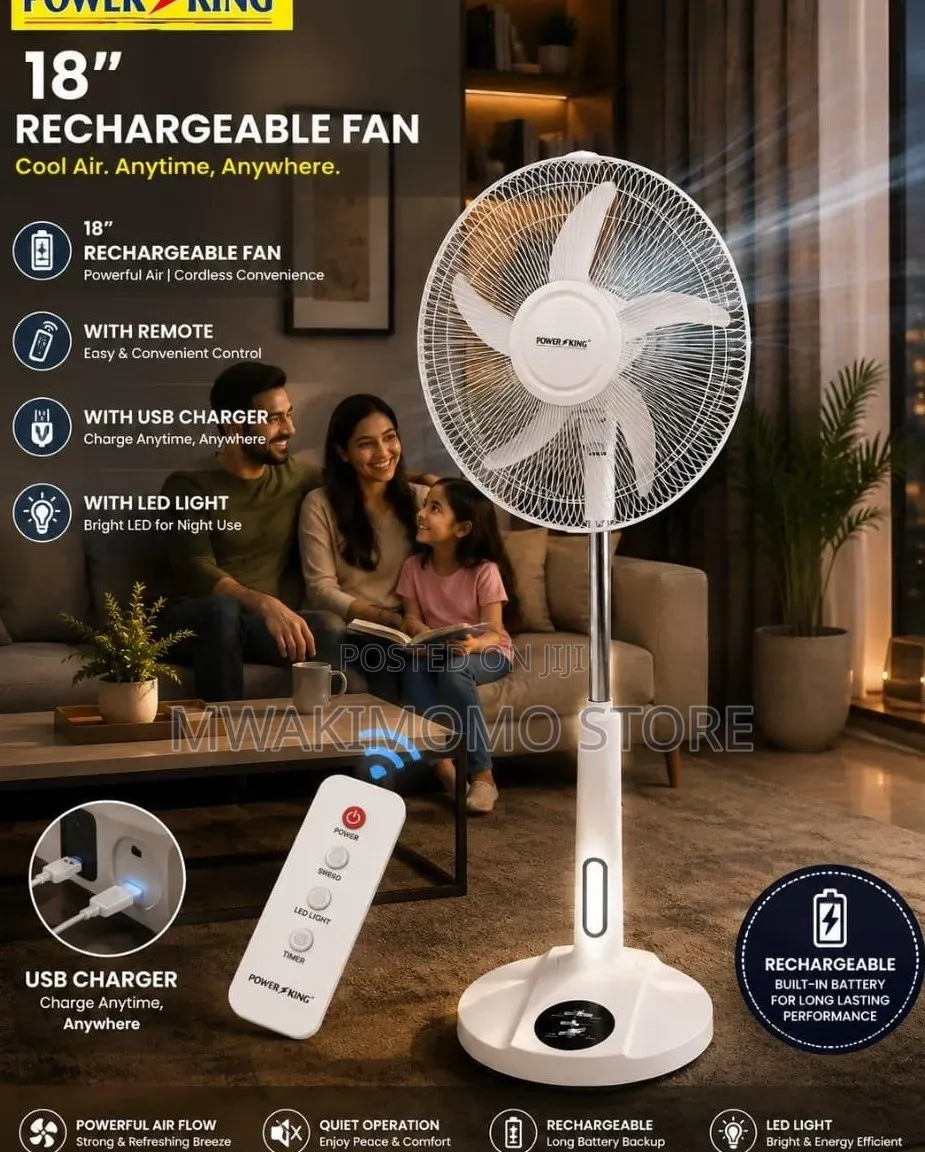 18" Power King Rechargeable Stand Fan (Pk1865)