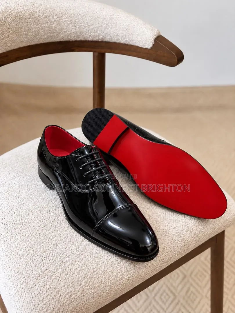 Black Patent Leather Red-Sole Oxford Shoes