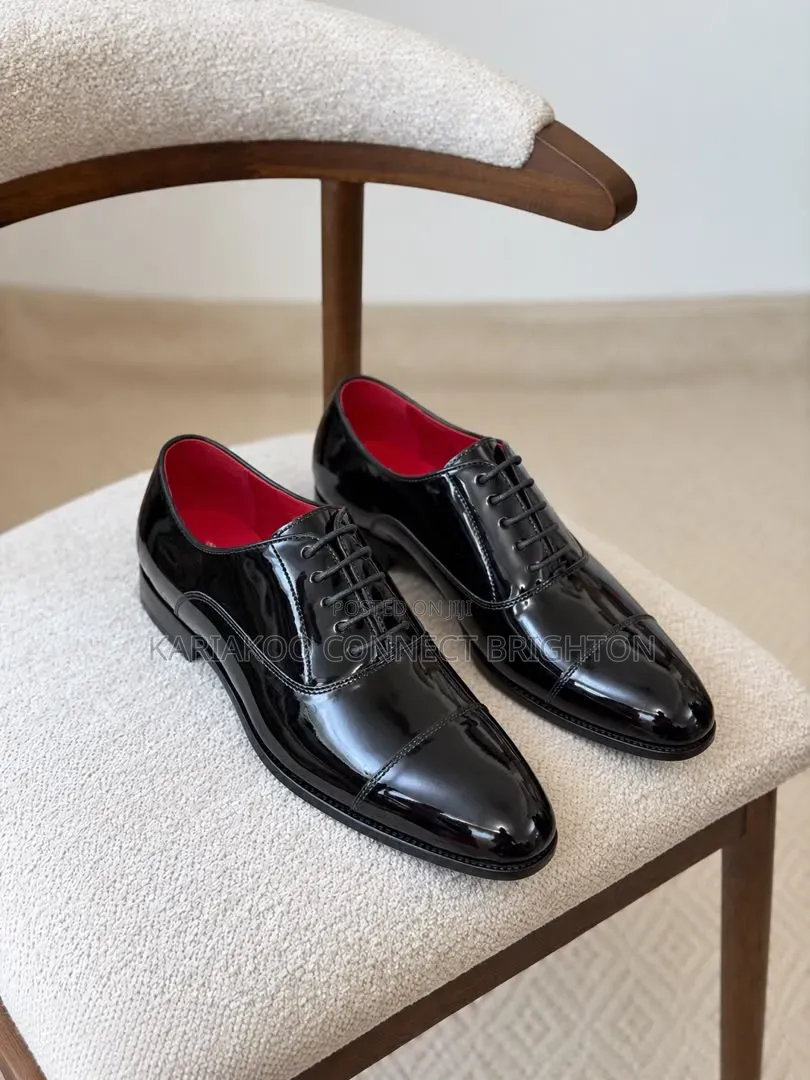 Black Patent Leather Red-Sole Oxford Shoes