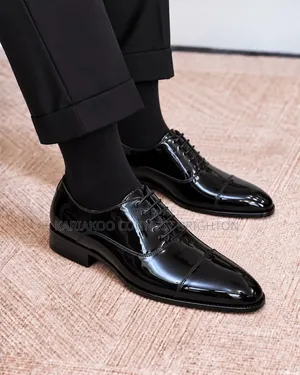 Black Patent Leather Red-Sole Oxford Shoes