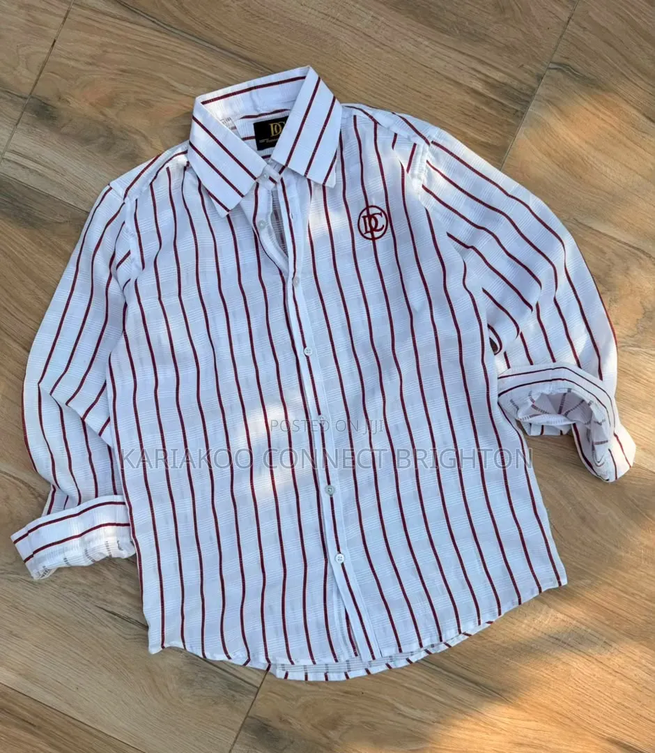 White Brown Striped Casual Shirt