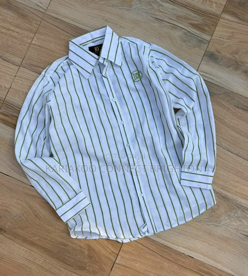 White Brown Striped Casual Shirt