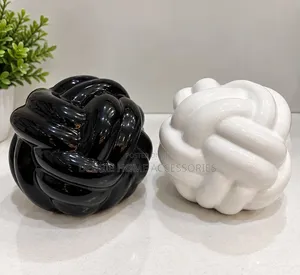 Ceramic Knot Decorative Sculptures-1pc (Black /White Color)