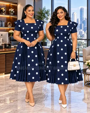 Black White Polka Dot Women's Elegant Dress