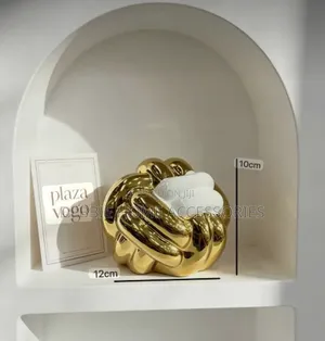 Ceramic Knot Decorative Sculpture in White With Gold Sections.