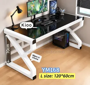 Modern Glass-Top Computer and Office Desk (Model YM168)