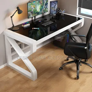 Modern Glass-Top Computer and Office Desk (Model YM168)