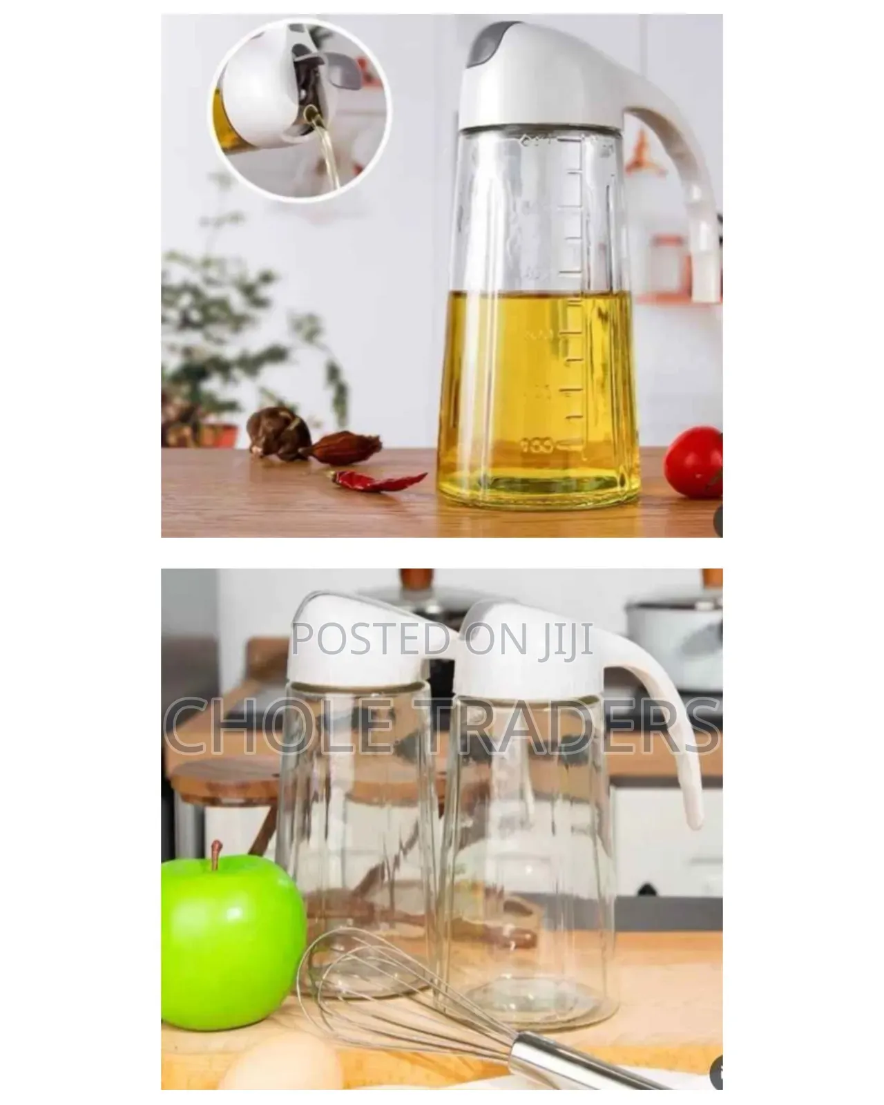 Glass Oil and Vinegar Dispenser Bottle With Automatic Open Close