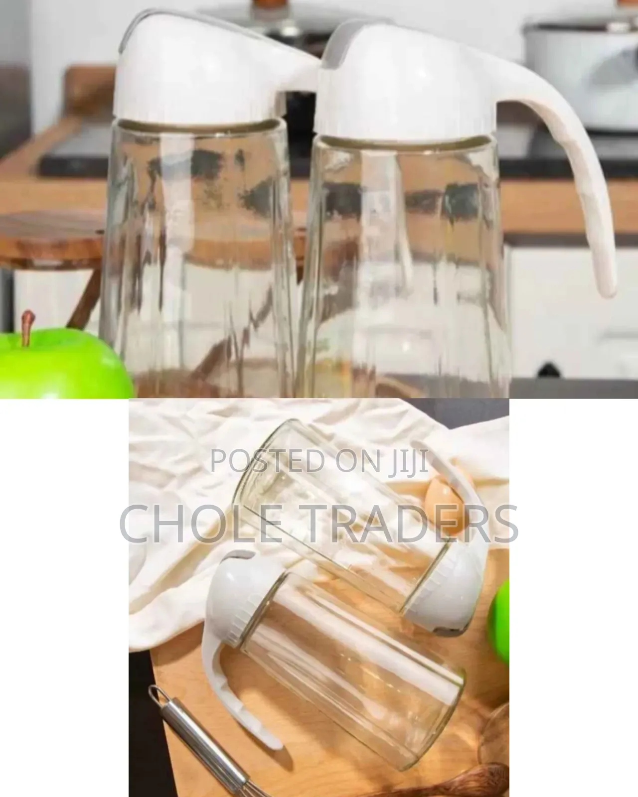 Glass Oil and Vinegar Dispenser Bottle With Automatic Open Close