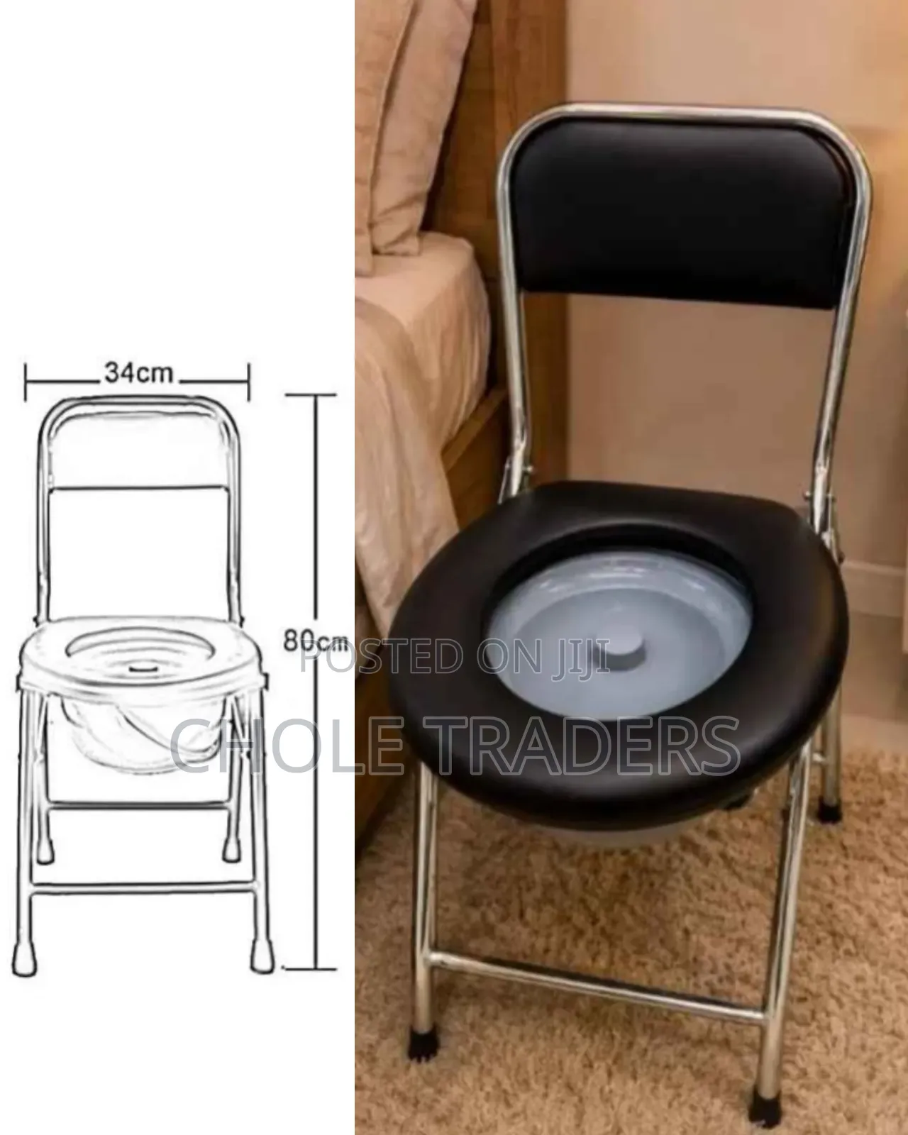 Portable Folding Toilet Seat / Chair (Bedside Toilet Chair)
