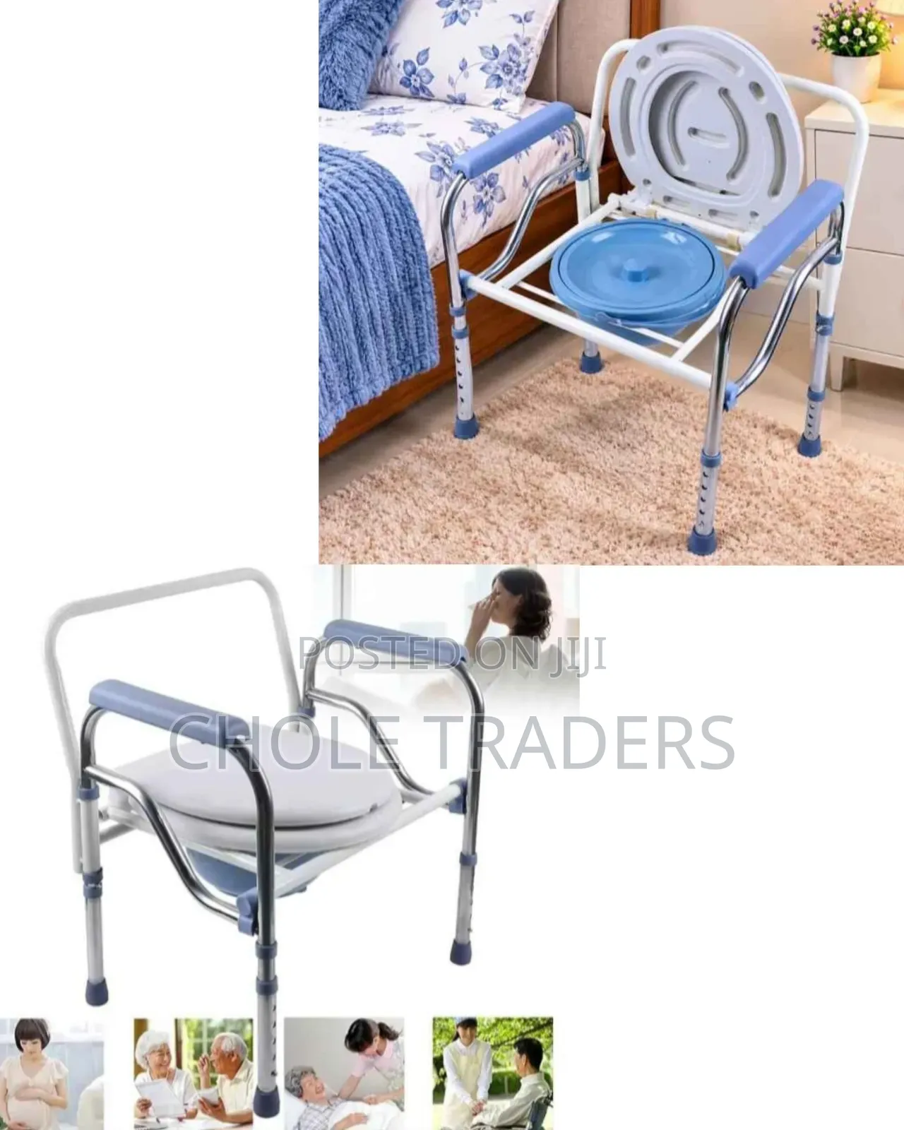 Health Elderly Portable Folding Padded Toilet Seat / Commode Chair