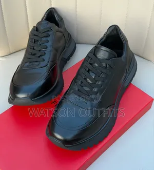 Fabio Moretti Brand Black Colour Men's Leather Sneakers Classic Shoes