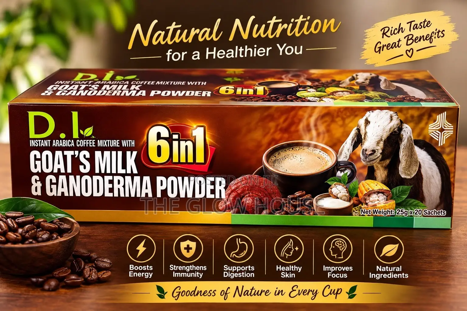 Instant Arabica Coffee Mixture With Goat’s Milk and Ganoderma