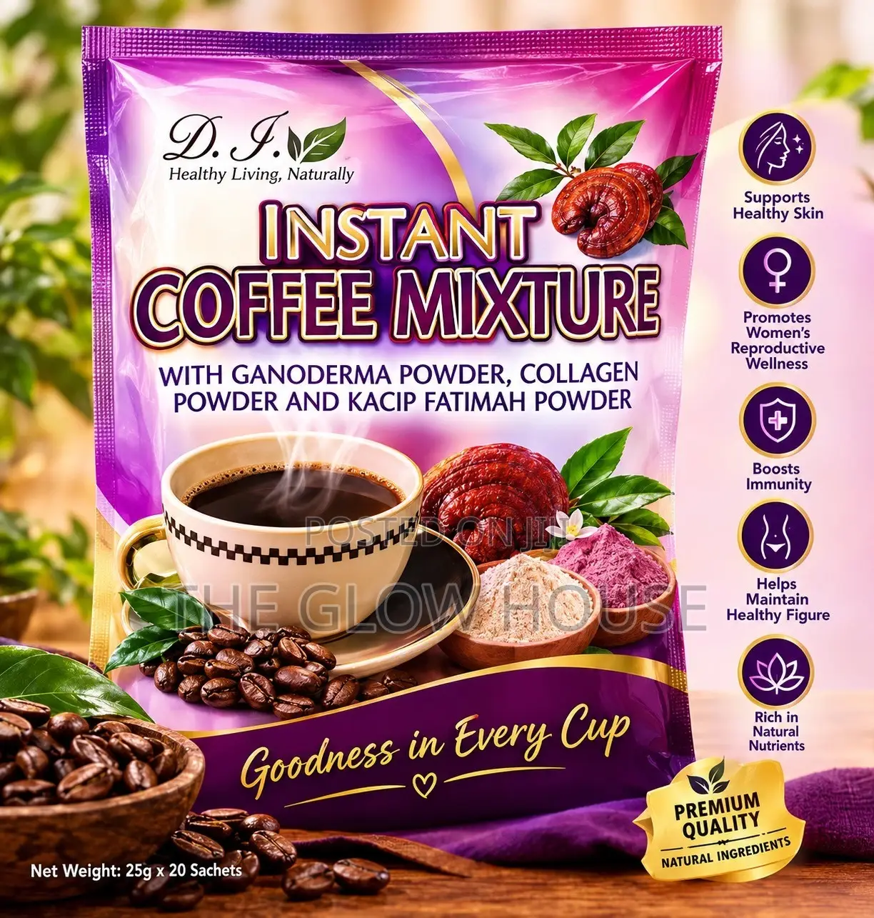 Instant Coffee Moxture With Ganoderma,kacip and Collagen Powder