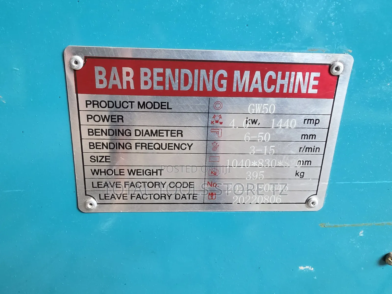 Warrior Bar Bending Machine GW50