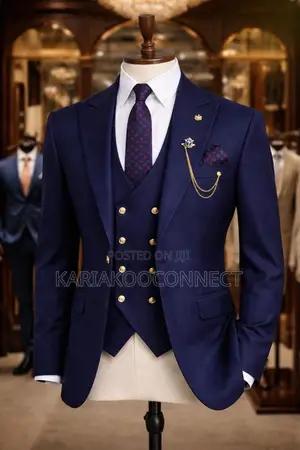 Men's Navy Blue Premium 3-Piece Suit