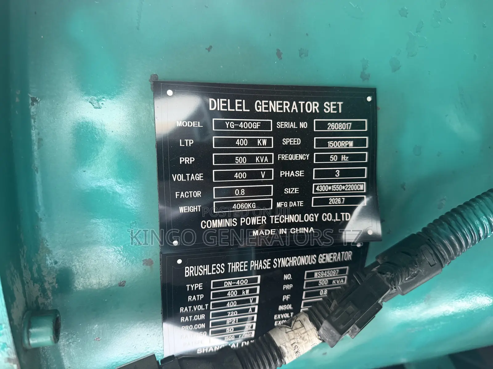 Generator Yuchai 500kva