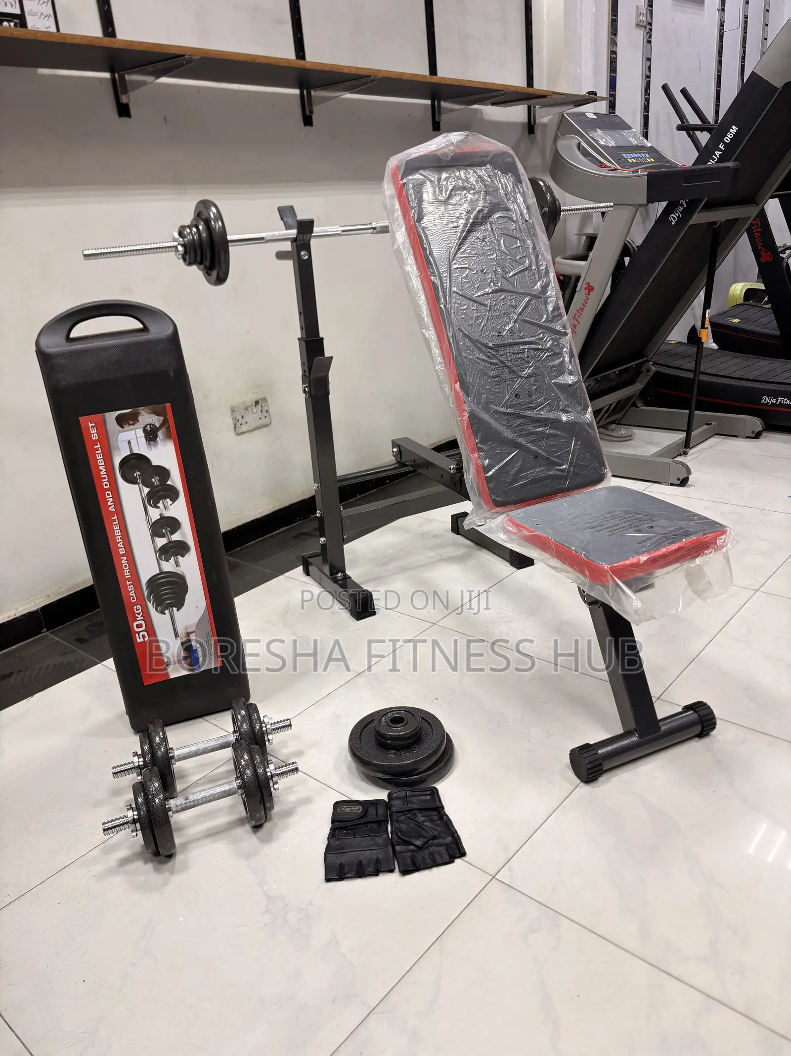 Bench + 50kg Dumbbell Set – Gym Home Workout