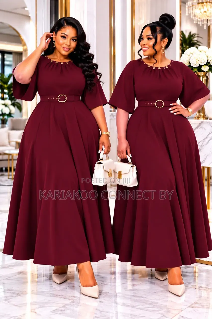 Elegant Belted Pleated Maxi Dress