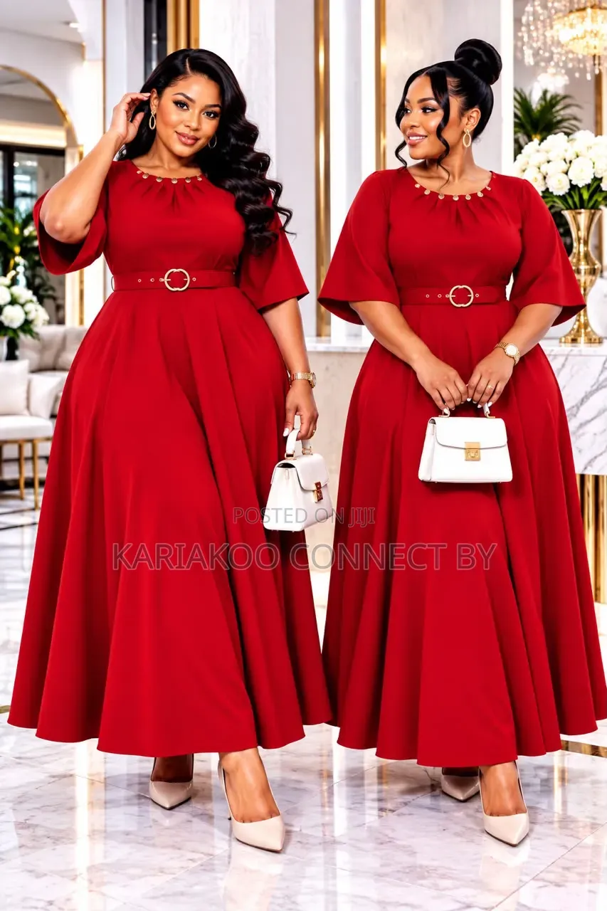 Elegant Belted Pleated Maxi Dress