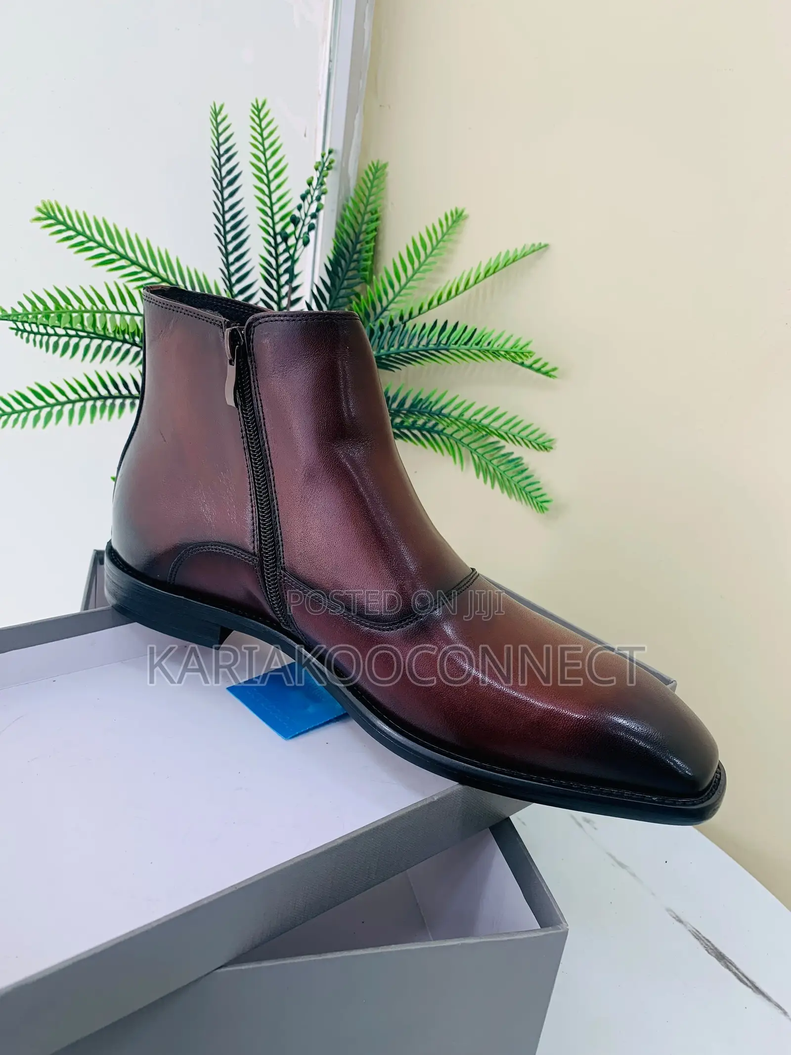 Men's Leather Zip-Up Ankle Boots