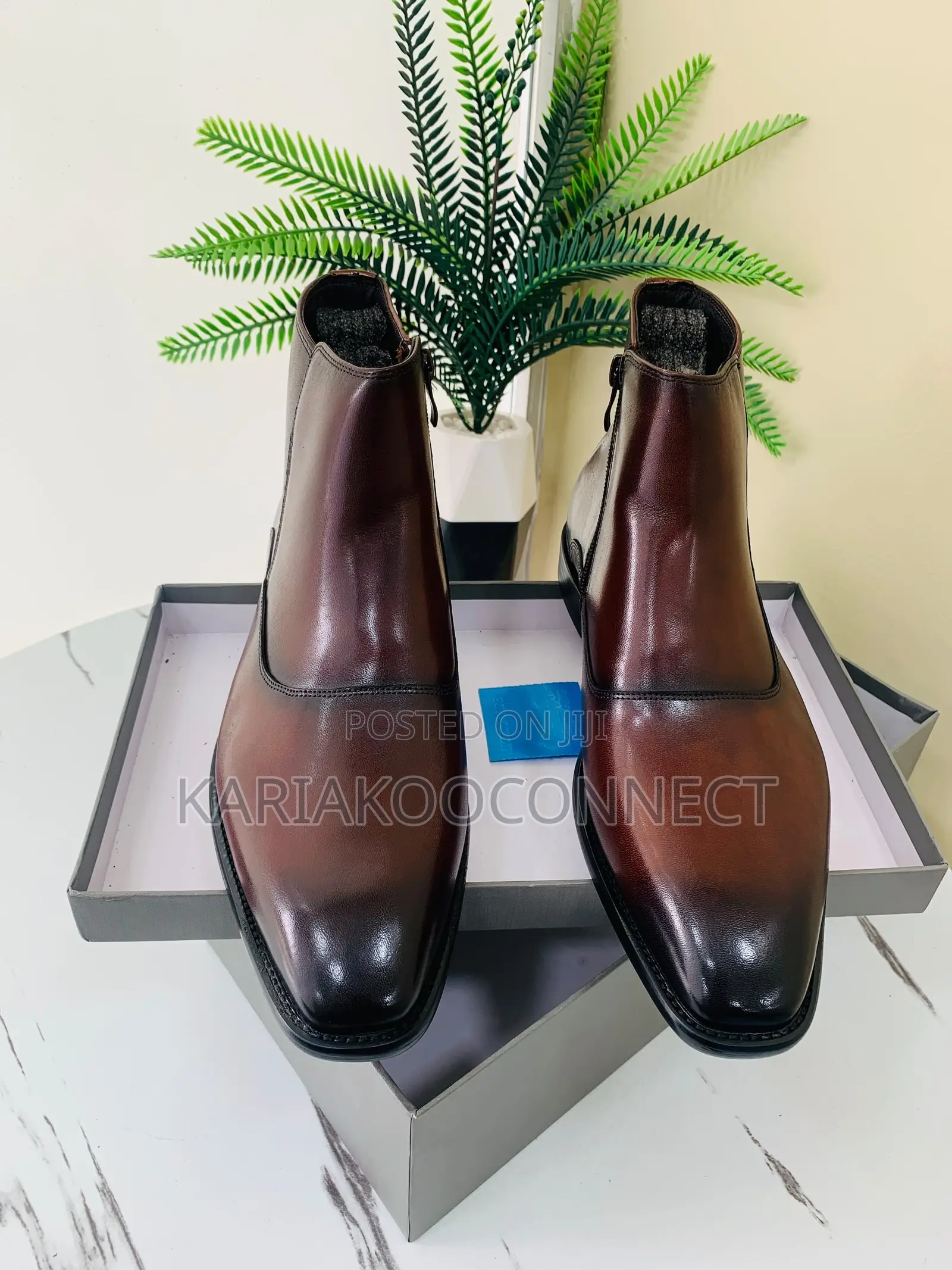 Men's Leather Zip-Up Ankle Boots