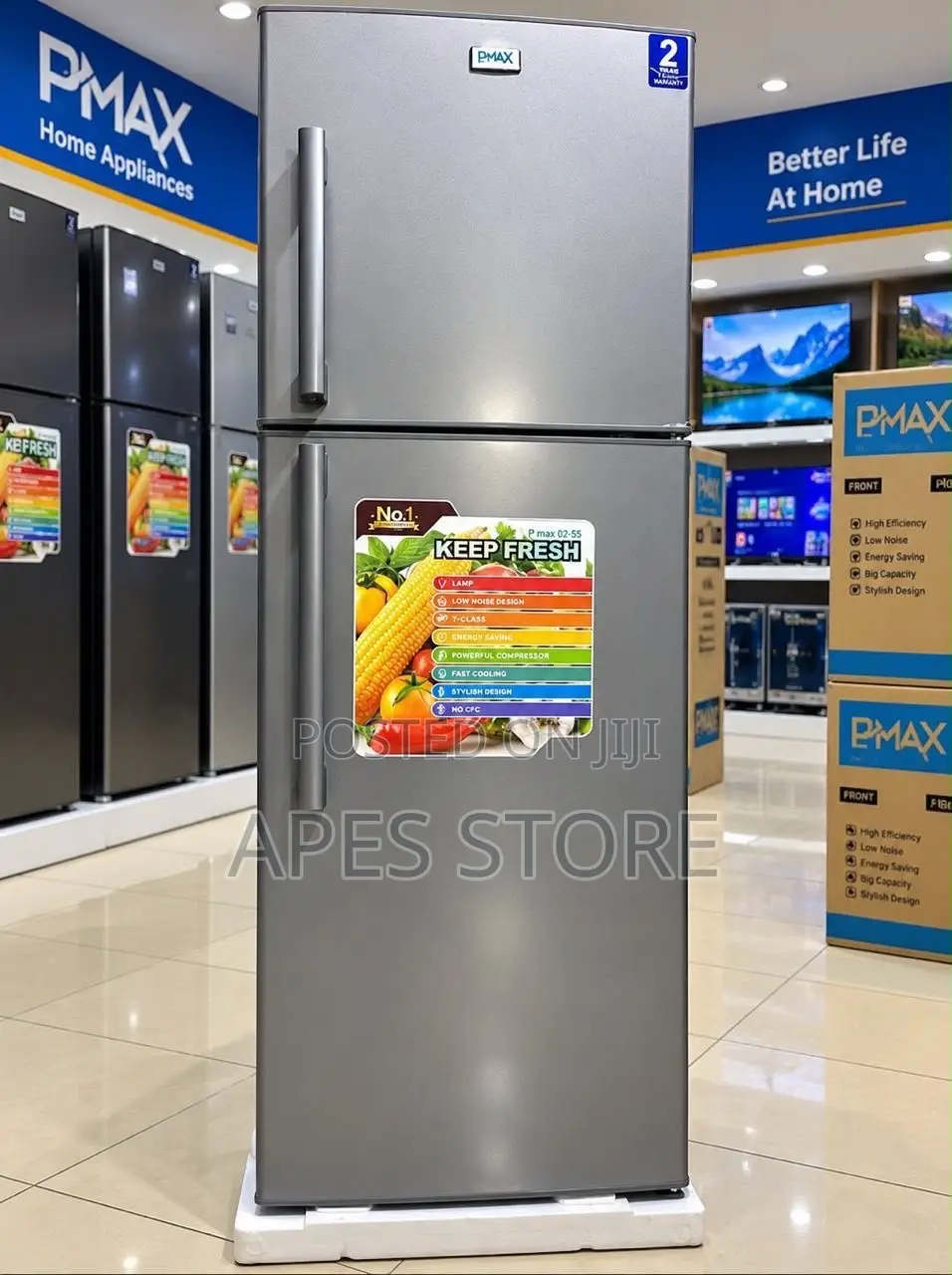 Pmax Double Door Fridge 255 Liters