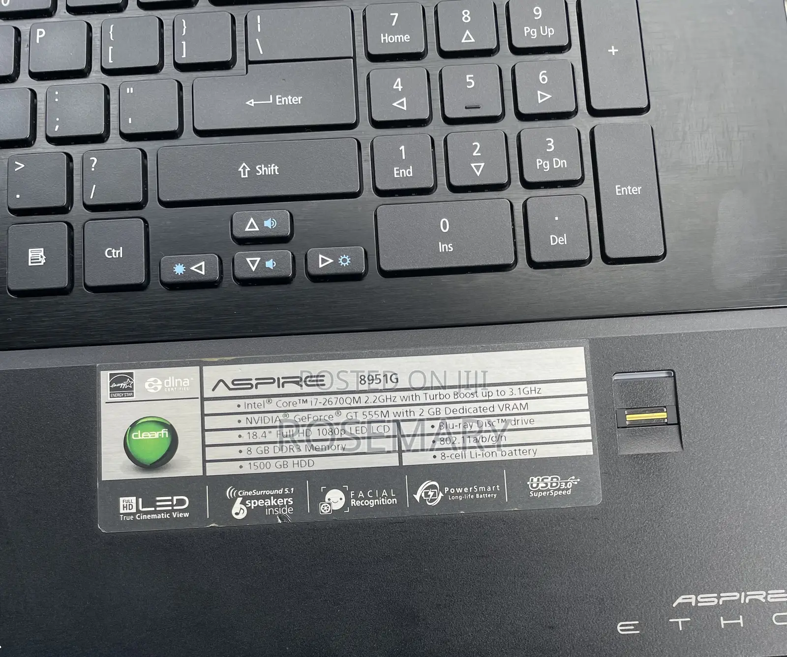 Laptop Acer Aspire 8951G 8GB Intel Core i7 SSD 256GB