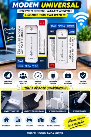 Modem Universal Ya USB – Inatoa WiFi Kwa Watu 10