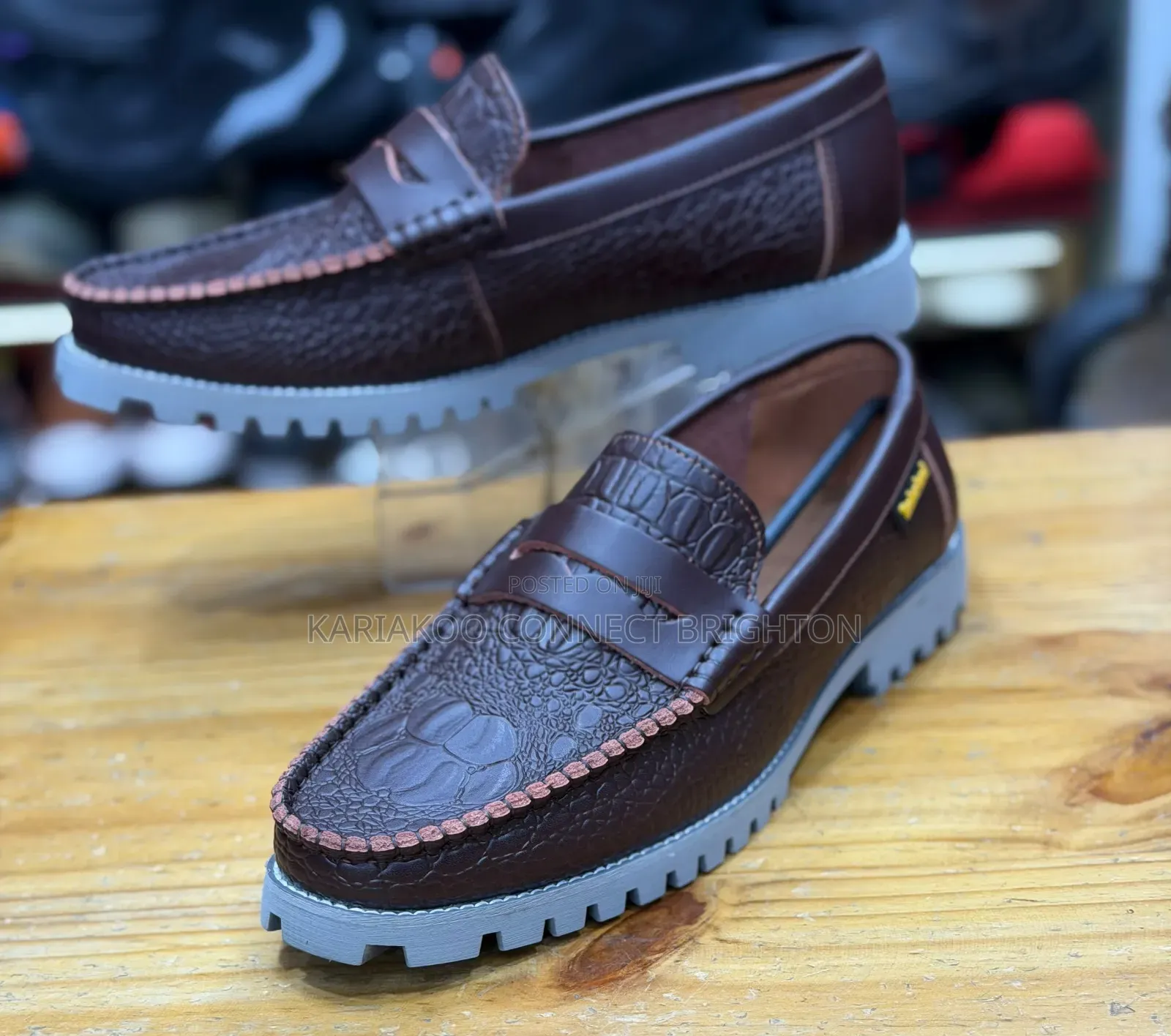 Black Croc-Embossed Casual Loafers