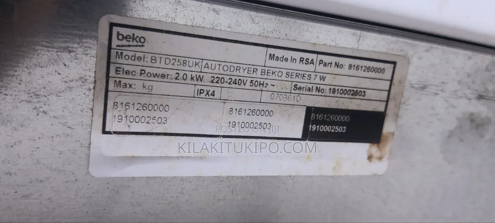 Beko Automatic Dryer Series 7m 8kg