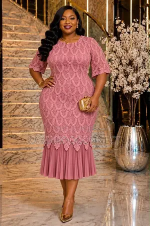 Elegant Lace Midi Dress With Pleated Hem