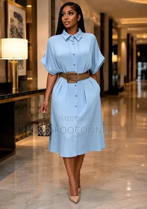 Elegant Belted Button-Front Maxi Shirt Dress