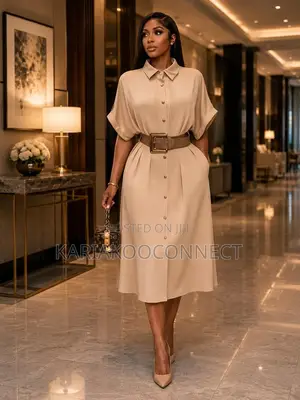 Elegant Belted Button-Front Maxi Shirt Dress