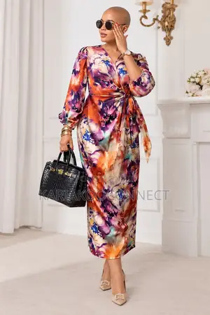 Elegant Printed Wrap Maxi Dress