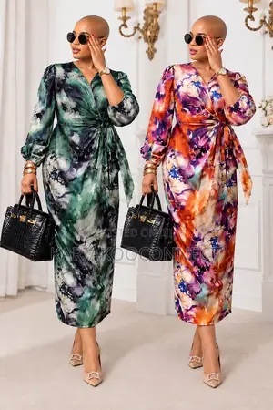 Elegant Printed Wrap Maxi Dress