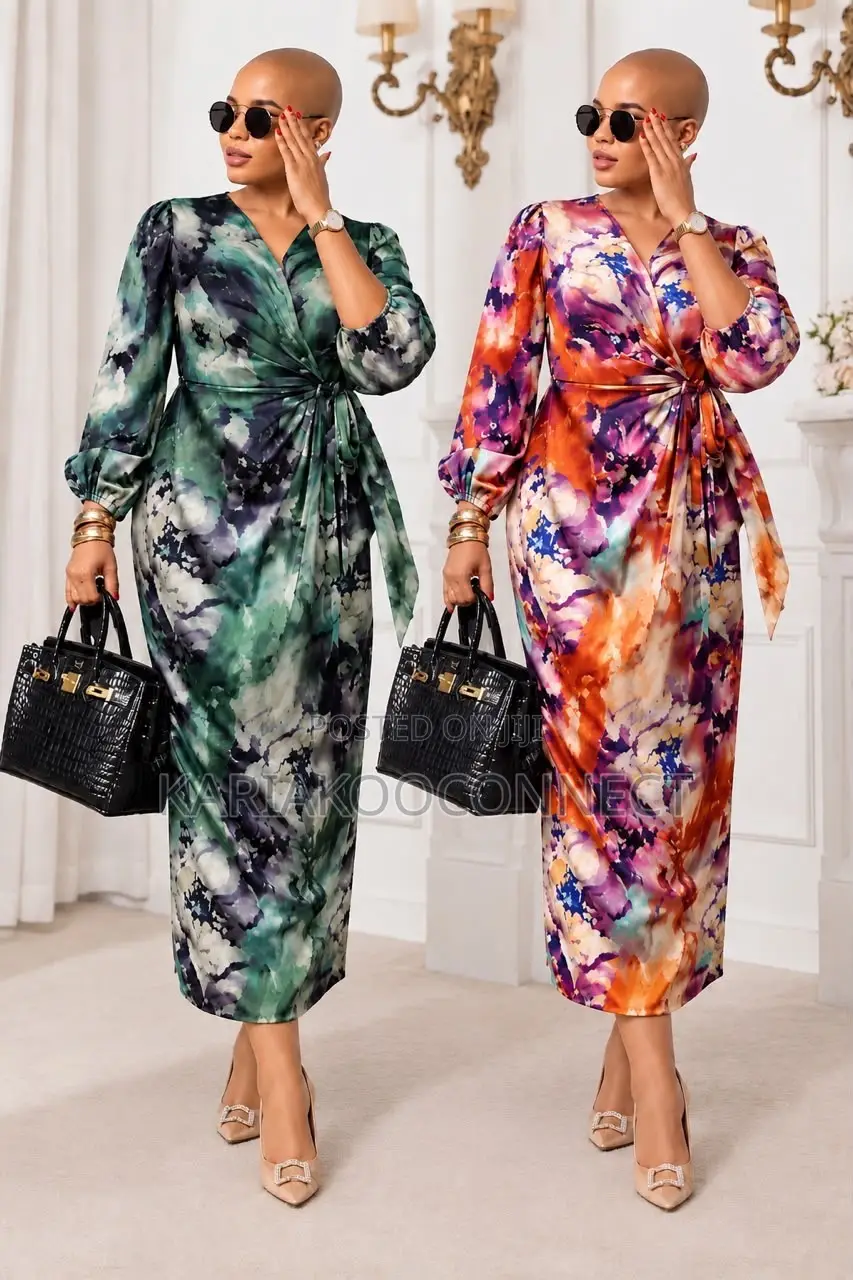 Elegant Printed Wrap Maxi Dress