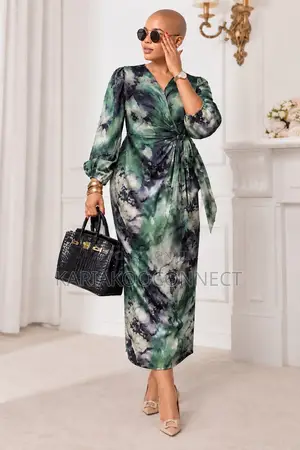 Elegant Printed Wrap Maxi Dress