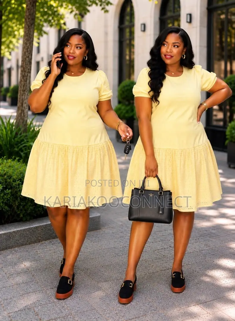 Cute Drop-Waist Eyelet Midi Dress