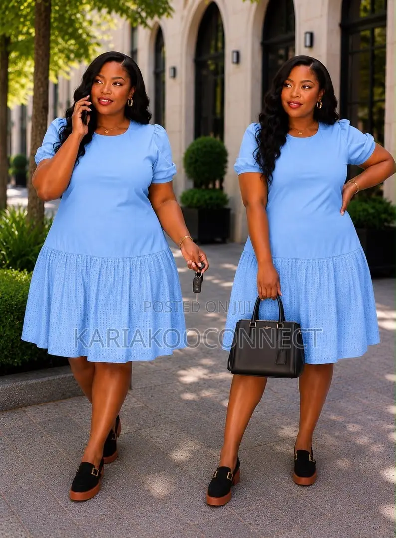 Cute Drop-Waist Eyelet Midi Dress