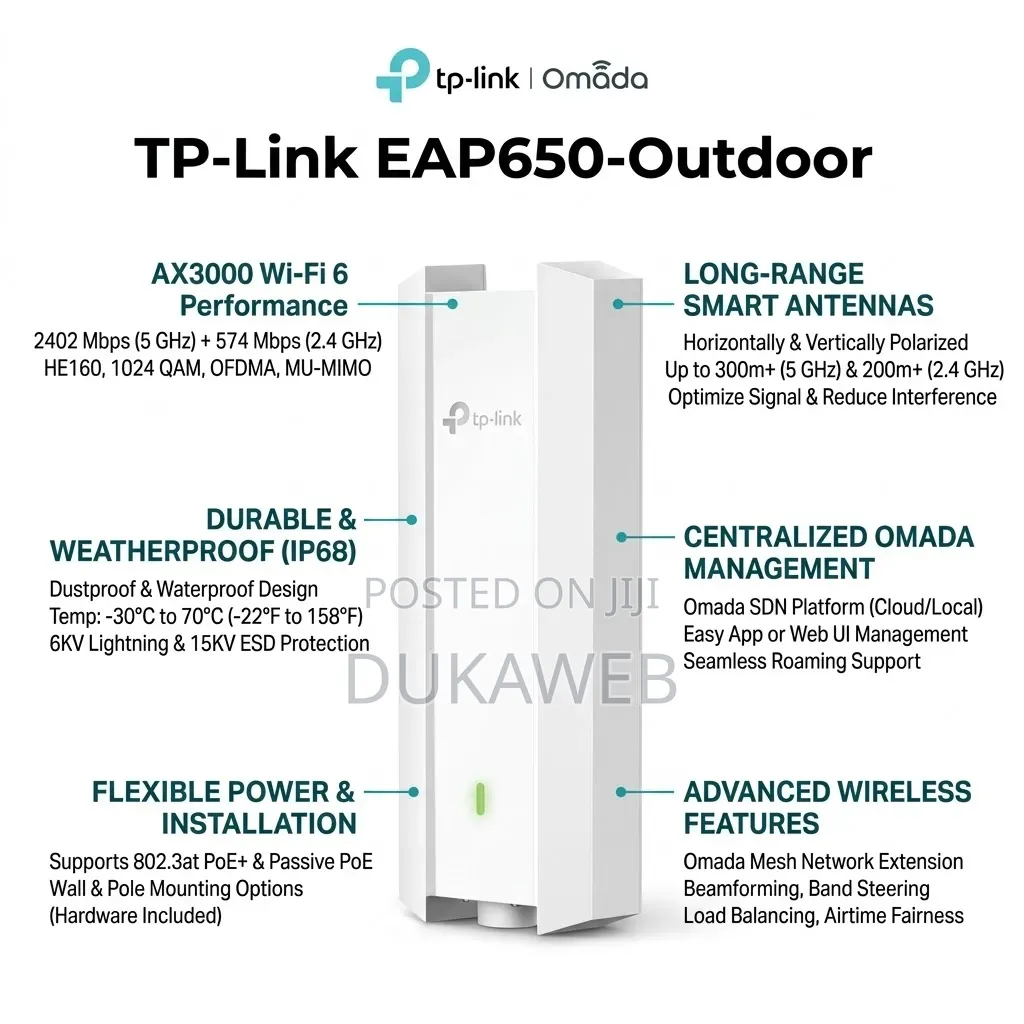 TP-Link Eap650-Outdoor – Ax3000 Wi-Fi 6 Outdoor Ap